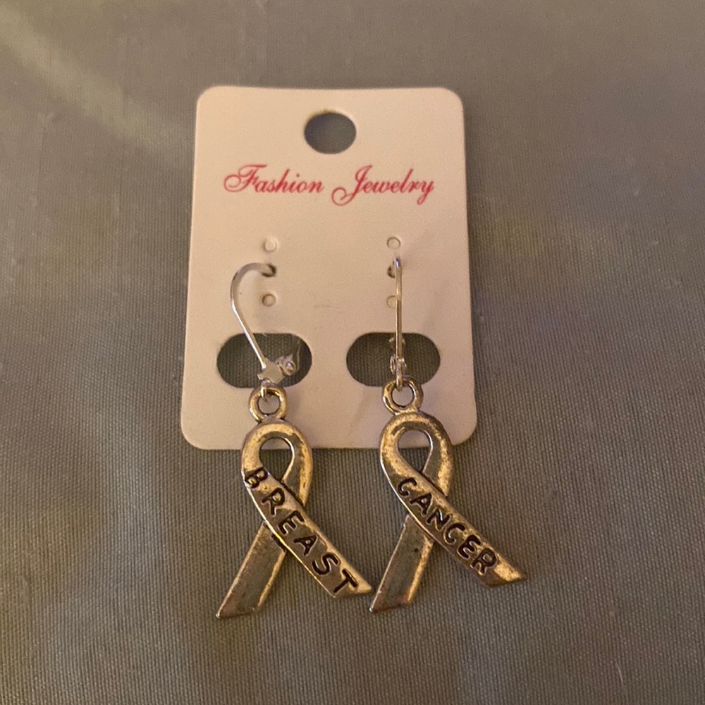 Charming Charlie’s Fashion Breast Cancer earrings in Silver.. NWT..never worn..